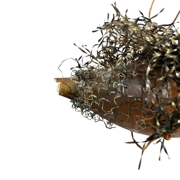 Antique German Pink Glass Bird Wire Wrapped Netting Christmas Ornament 3” - Picture 3 of 7